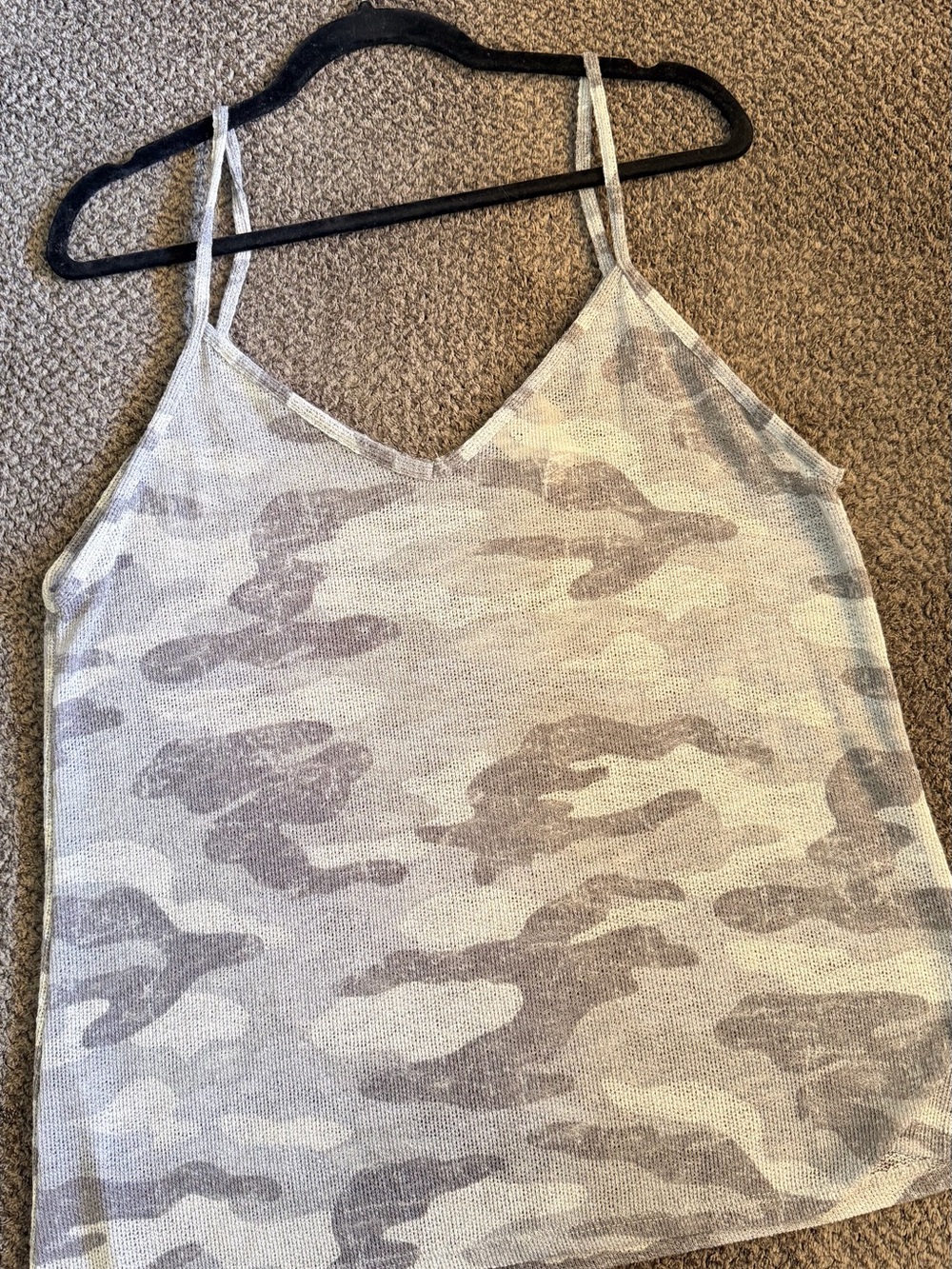 BiBi Light Gray Camo V-Neck Tank Top